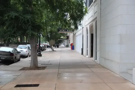Broad Street sidewalk in downtown Augusta, Georgia, where local business owners operate