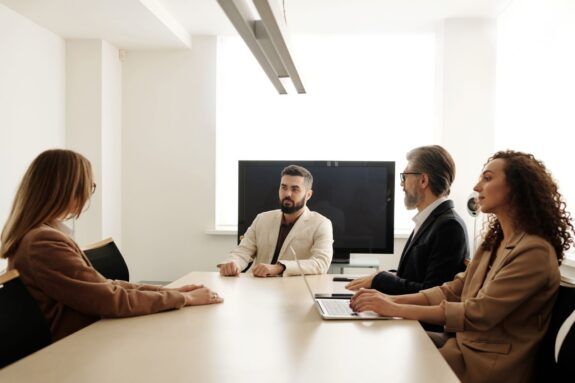 Group of professionals at a business meeting