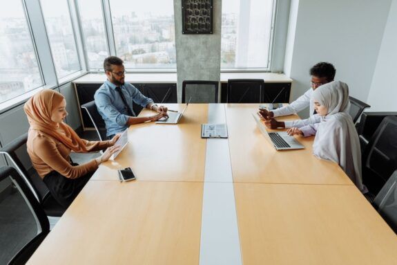Business team meeting around a conference table