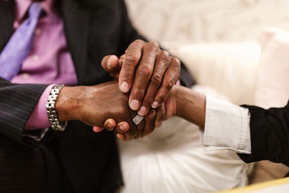 Business partners shaking hands on an agreement