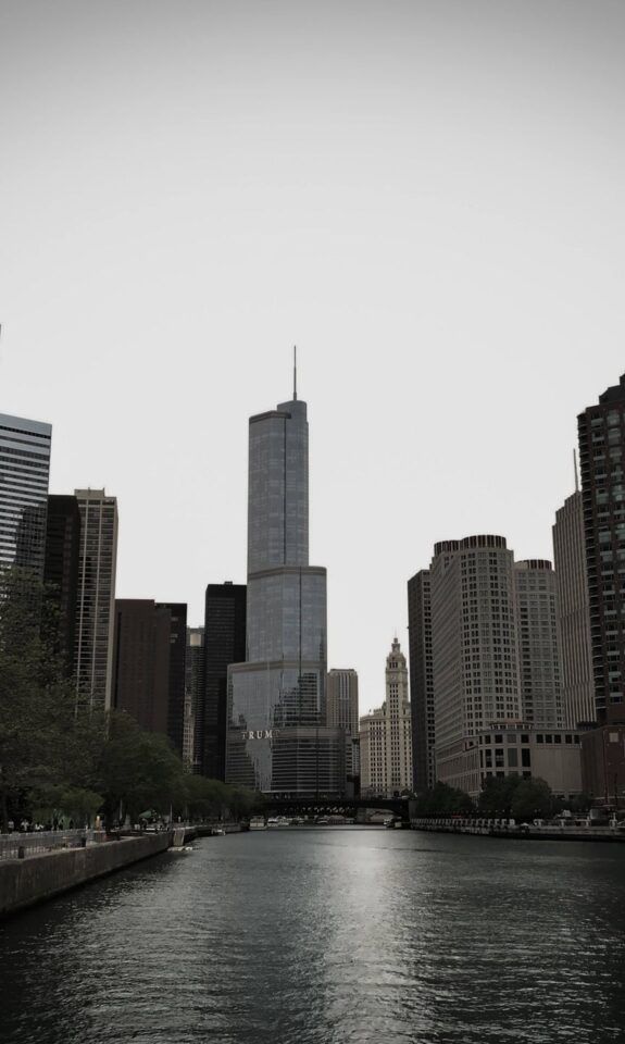 Chicago skyline viewed from the Chicago River, Illinois