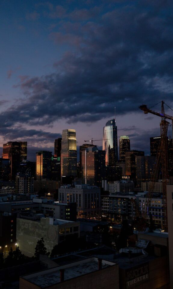 Downtown Los Angeles skyline at dusk