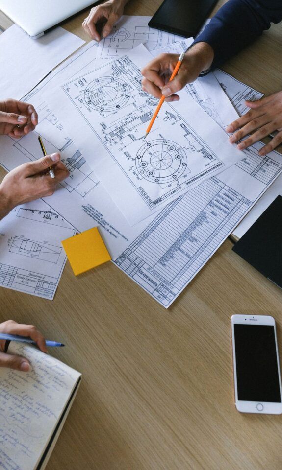 Business people working on documents together