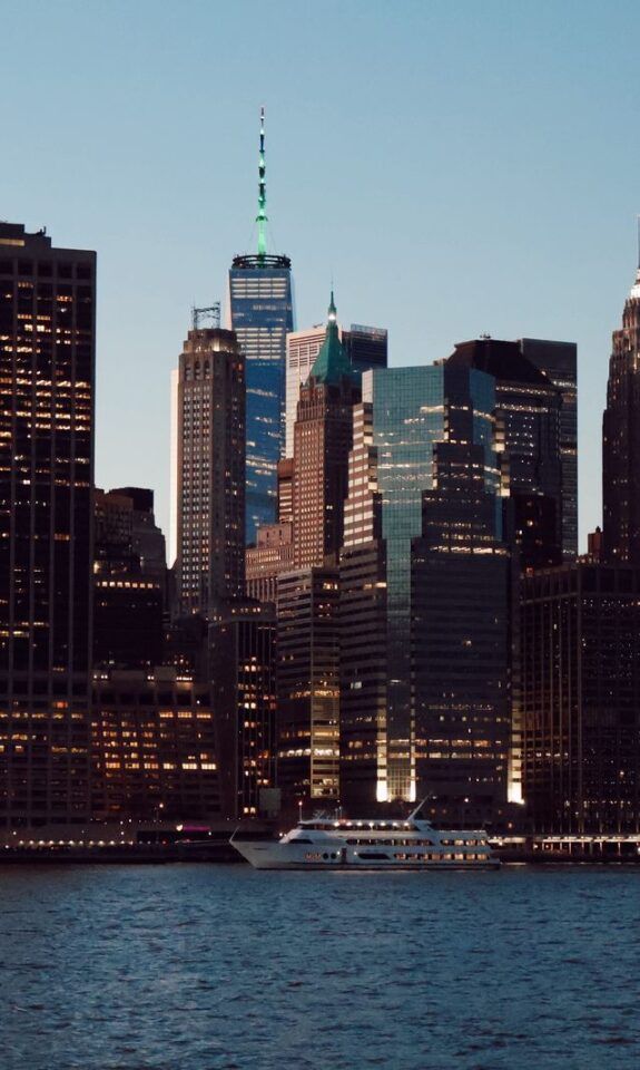 Manhattan skyline at sunset, New York City