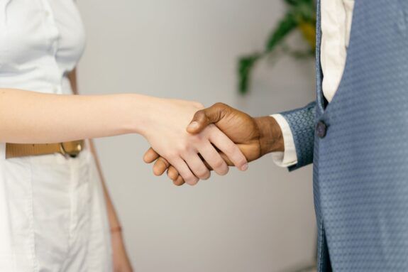 Professional handshake symbolizing a business agreement