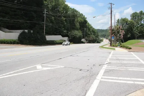 Roswell Road in Sandy Springs, GA, a main commercial corridor for local businesses